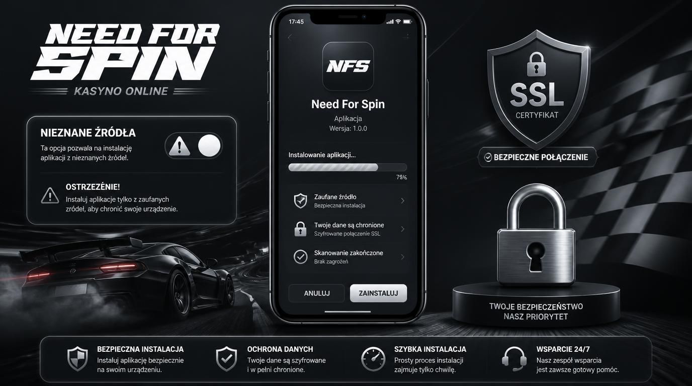 Ekran instalacji APK z ostrzeżeniem „Nieznane źródła”, certyfikat bezpieczeństwa SSL